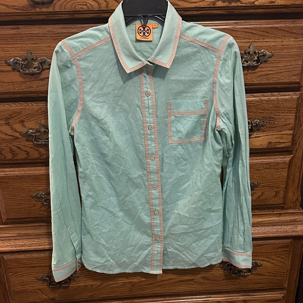 Tory Burch Mint Green Button-Down Shirt